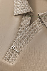 Barocco Stride Contrast Collar Men's Polo - Khaki