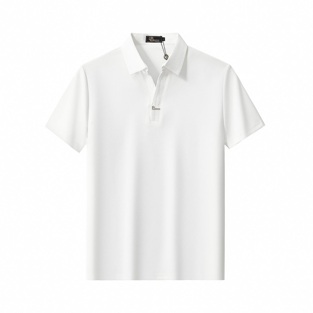 Barocco Stride Contrast Collar Men's Polo - White