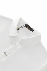 Barocco Stride Contrast Collar Men's Polo - White