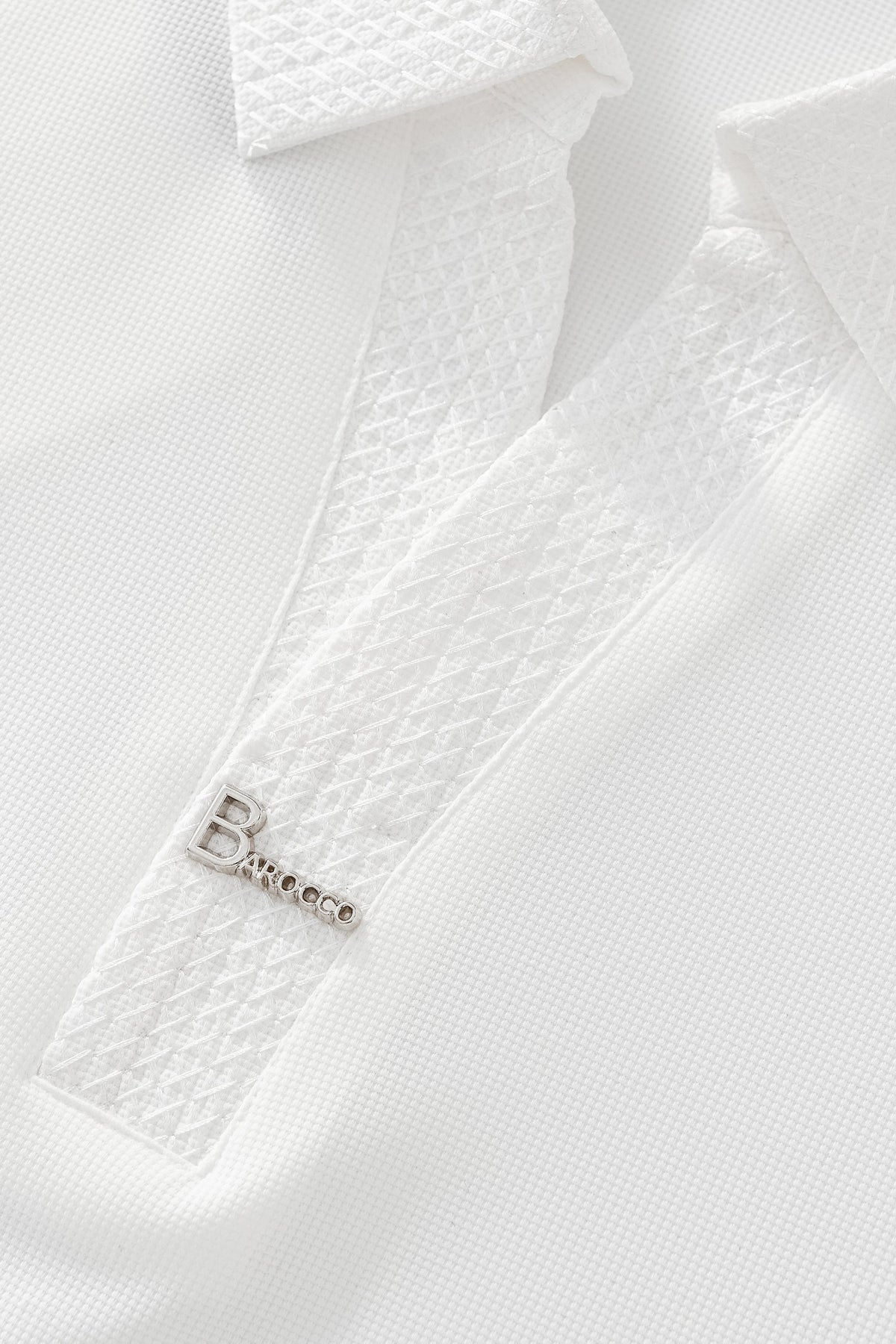 Barocco Stride Contrast Collar Men's Polo - White