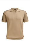 Milano Stripe Collar Knit Polo KHAKI
