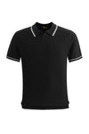 Capri Woven Stripe-Trim Polo BLACK