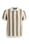 Monaco Zip Polo with Bold Stripe Knit WHITE/MULTI