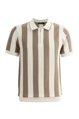 Monaco Zip Polo with Bold Stripe Knit WHITE/MULTI