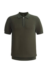 The Napoli Mesh Zip Polo DARK GREEN