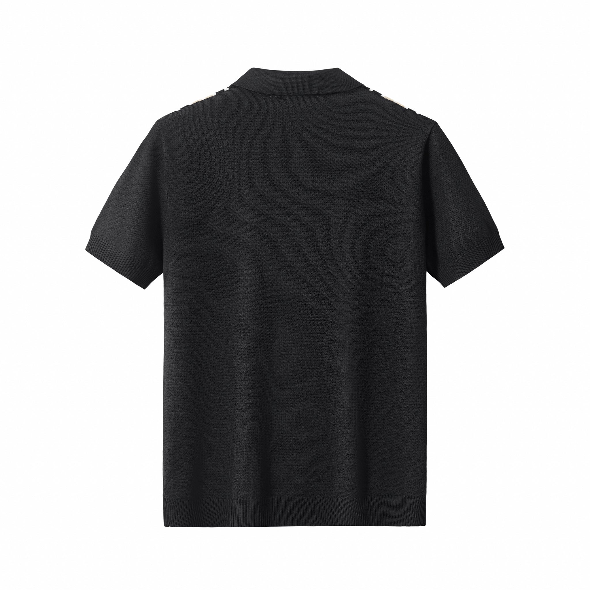 Retro Stripe Zip Polo BLACK/KHAKI