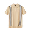 Retro Stripe Zip Polo KHAKI/WHITE