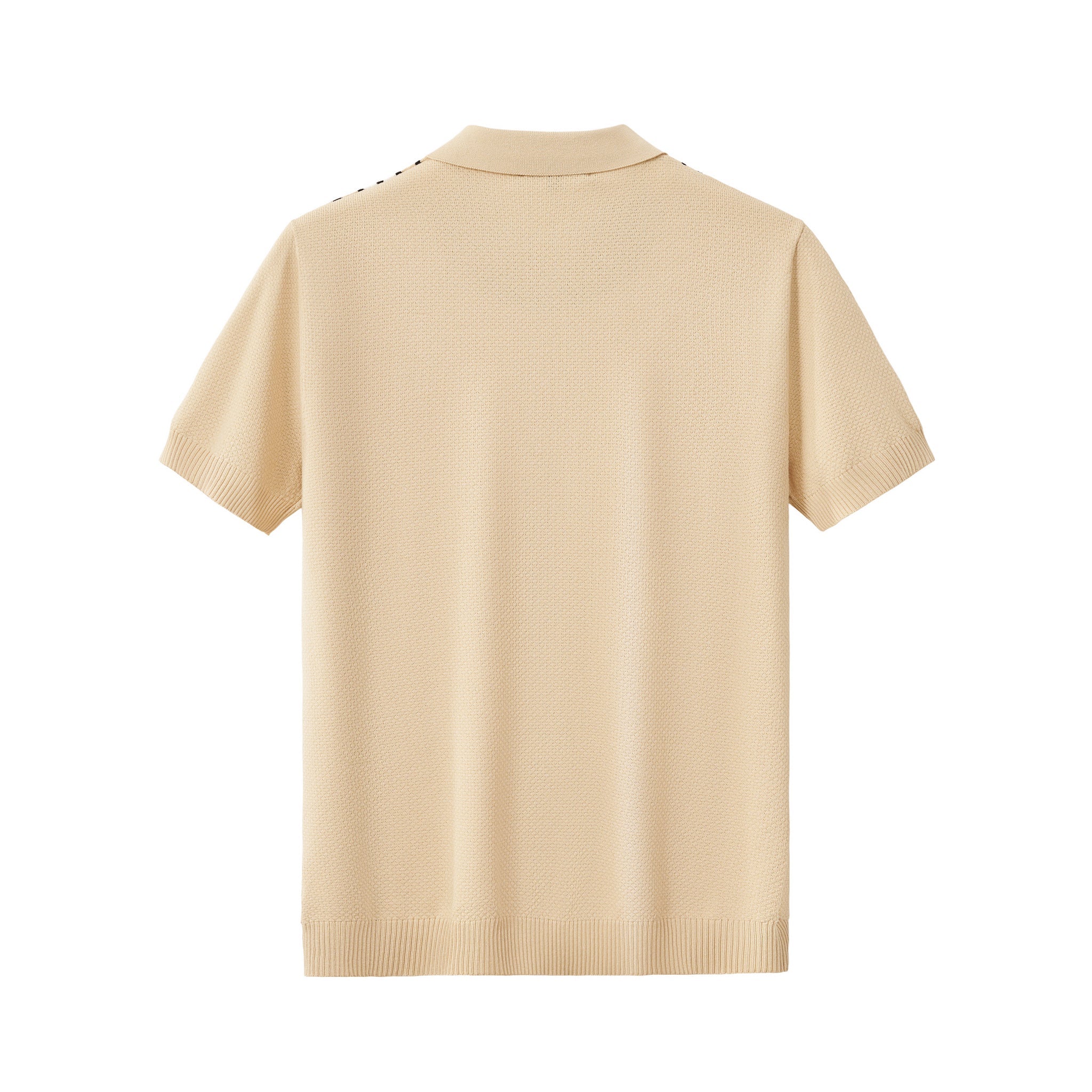 Retro Stripe Zip Polo KHAKI/WHITE