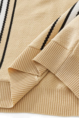 Retro Stripe Zip Polo KHAKI/WHITE