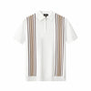 Retro Stripe Zip Polo WHITE/KHAKI