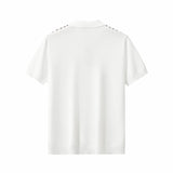 Retro Stripe Zip Polo WHITE/KHAKI