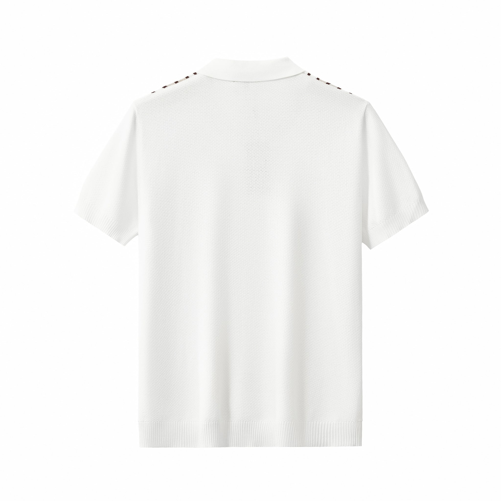 Retro Stripe Zip Polo WHITE/KHAKI