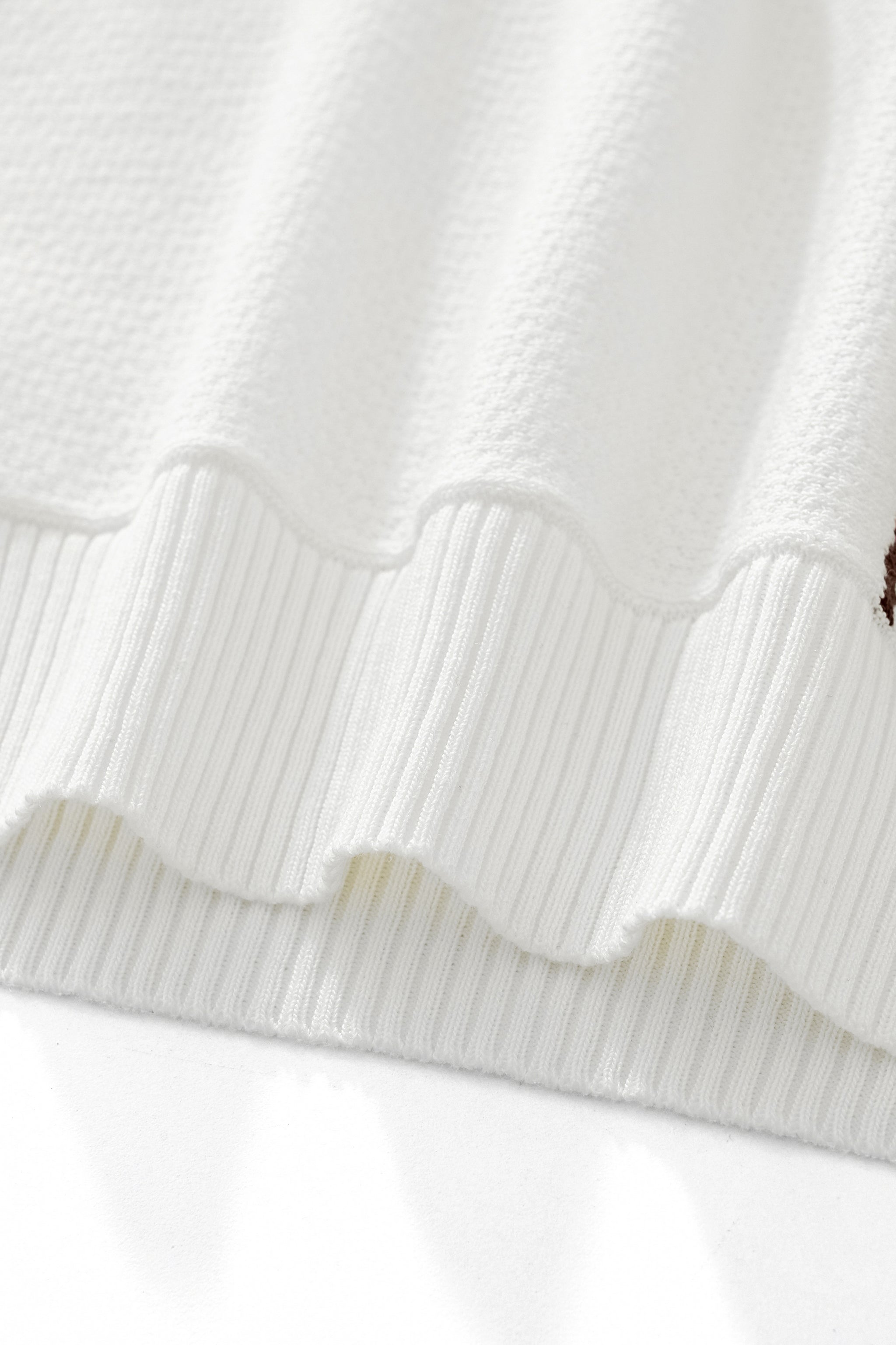 Retro Stripe Zip Polo WHITE/KHAKI