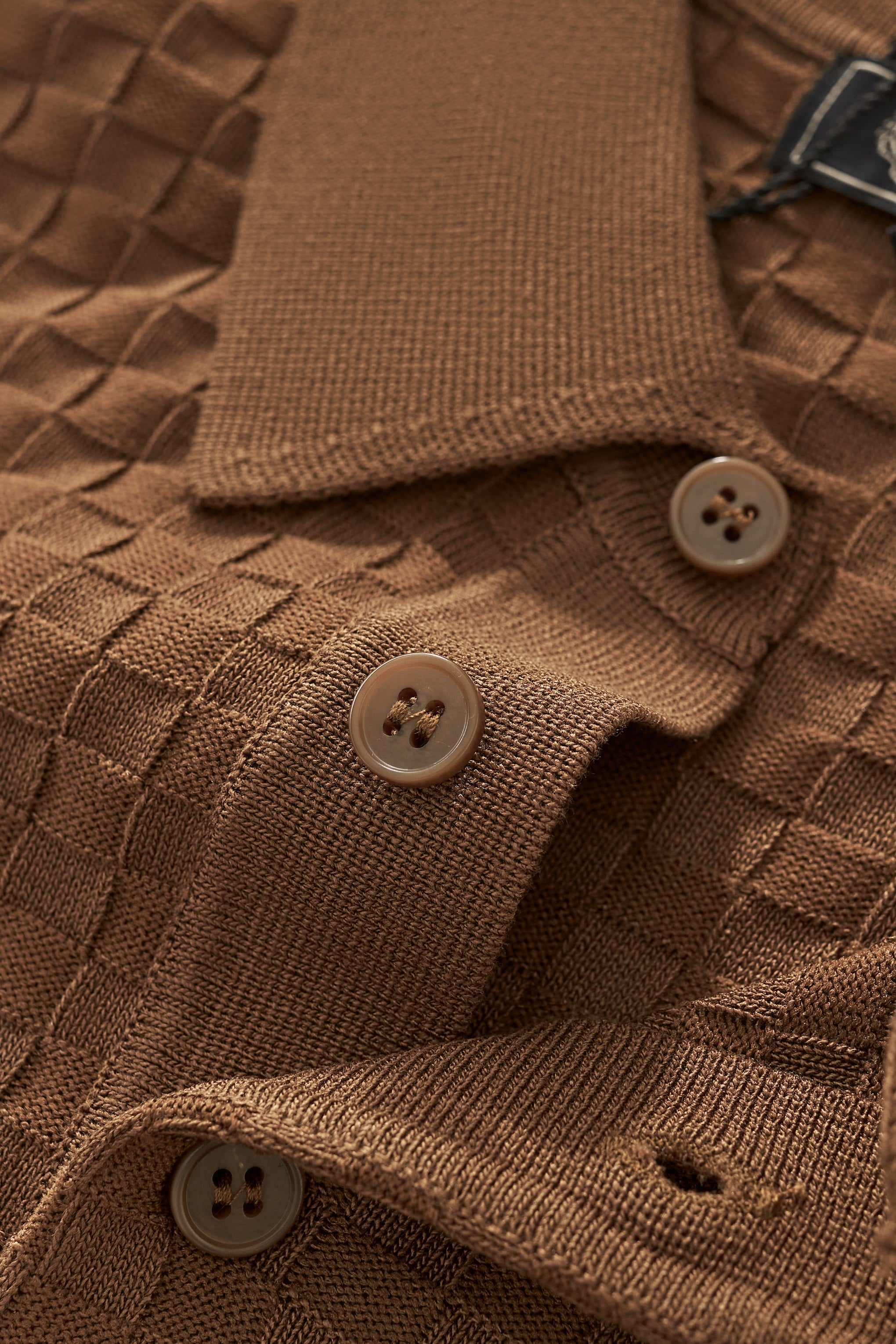 PrimeKnit Button Polo COFFEE