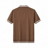 Barocco Textura Men's Knit Polo - Coffee