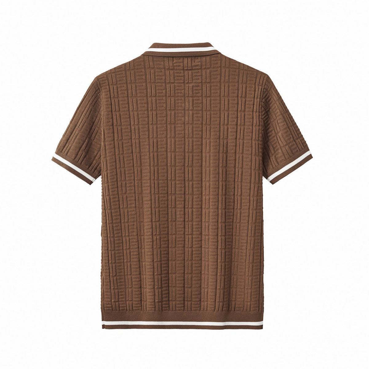 Barocco Textura Men's Knit Polo - Coffee