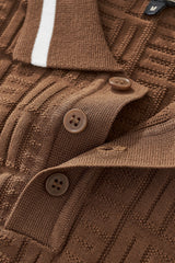 Barocco Textura Men's Knit Polo - Coffee