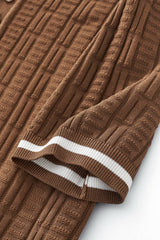 Barocco Textura Men's Knit Polo - Coffee
