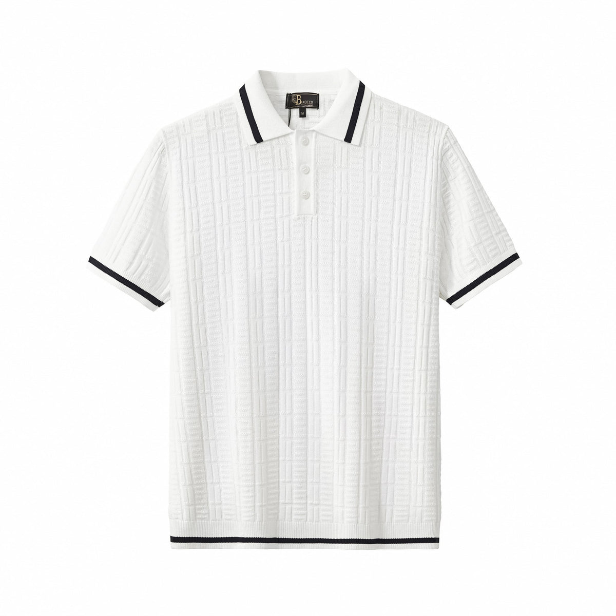 Barocco Textura Men's Knit Polo - Ivory