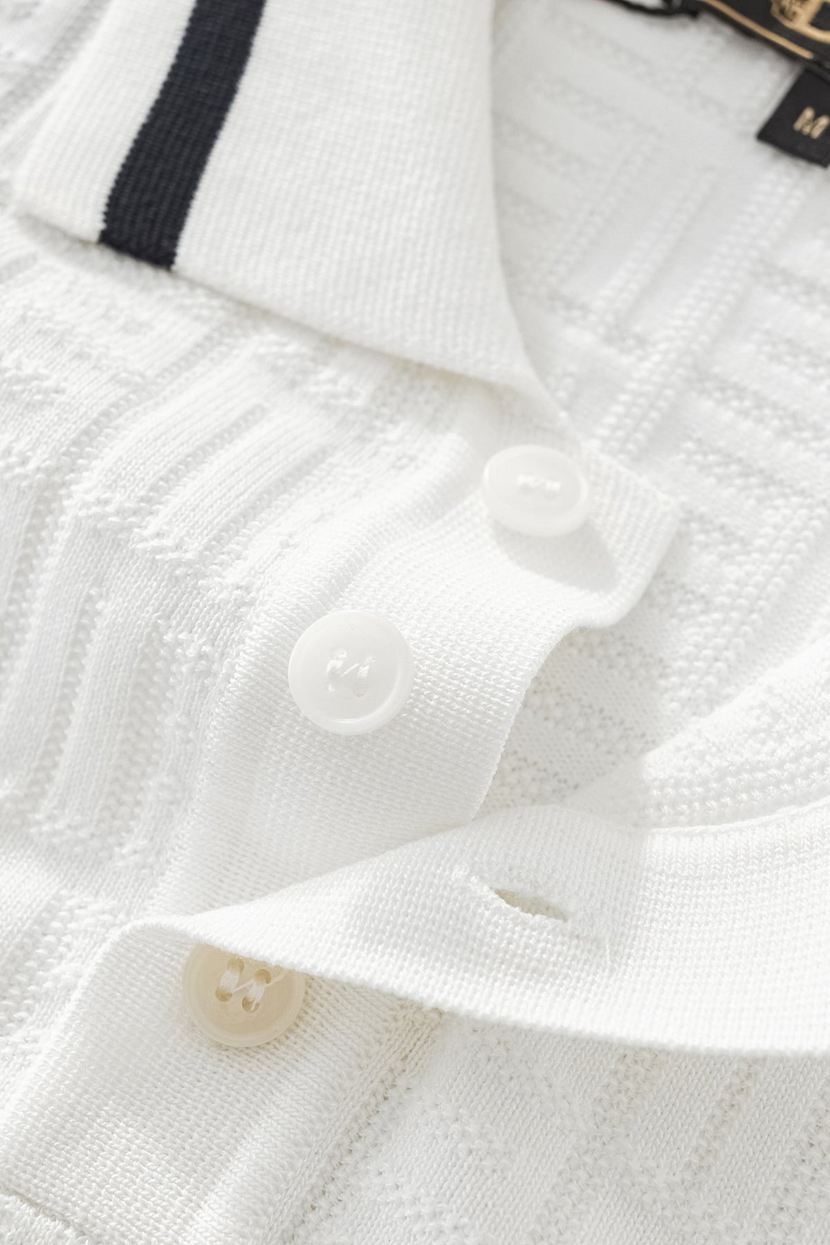 Barocco Textura Men's Knit Polo - Ivory