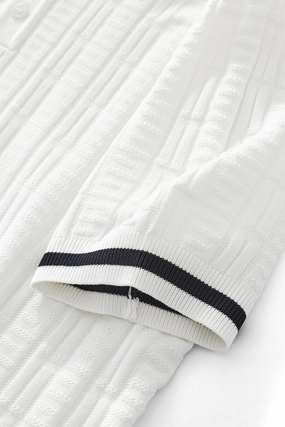 Barocco Textura Men's Knit Polo - Ivory