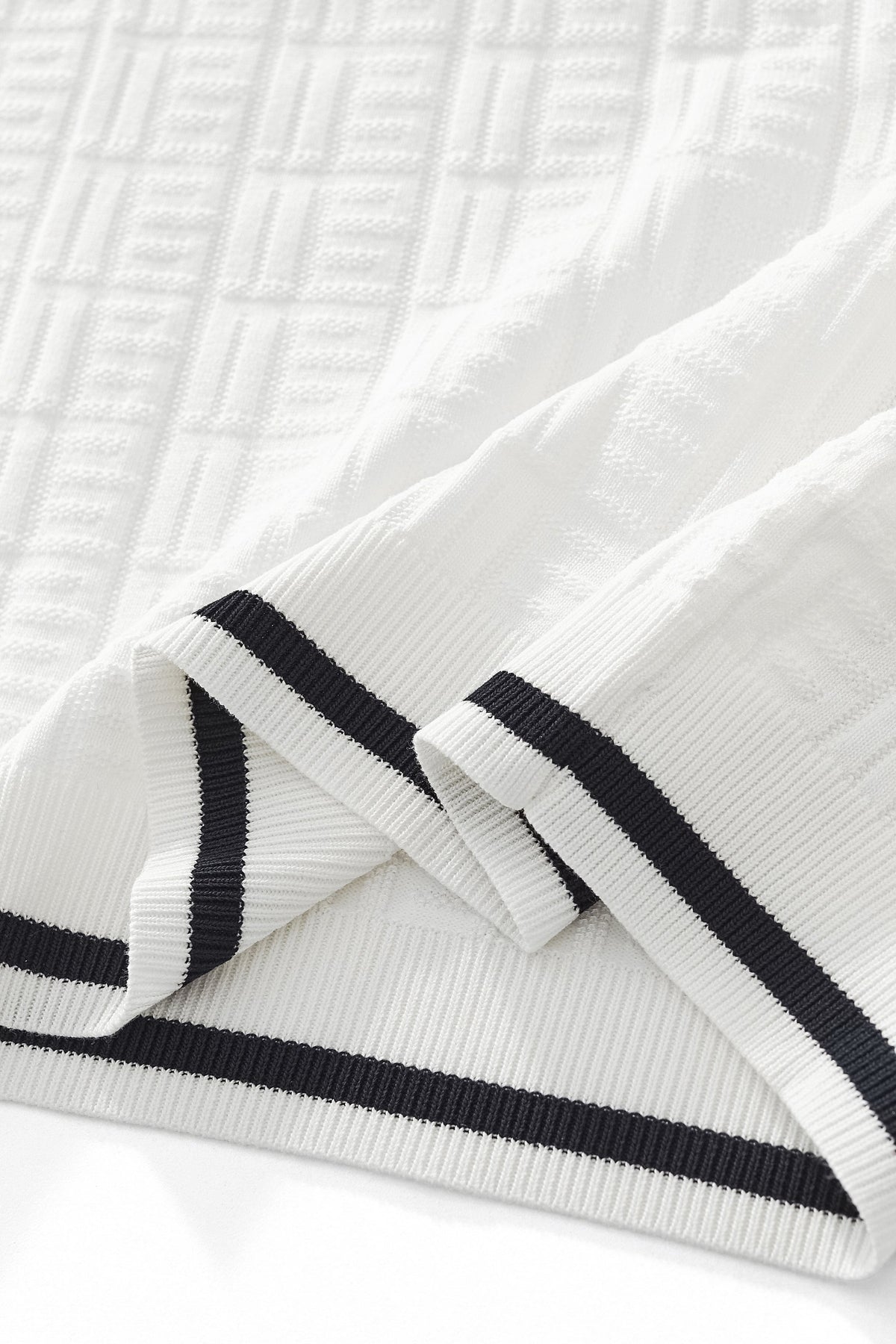 Barocco Textura Men's Knit Polo - Ivory