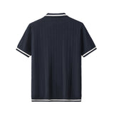 Barocco Textura Men's Knit Polo - Navy