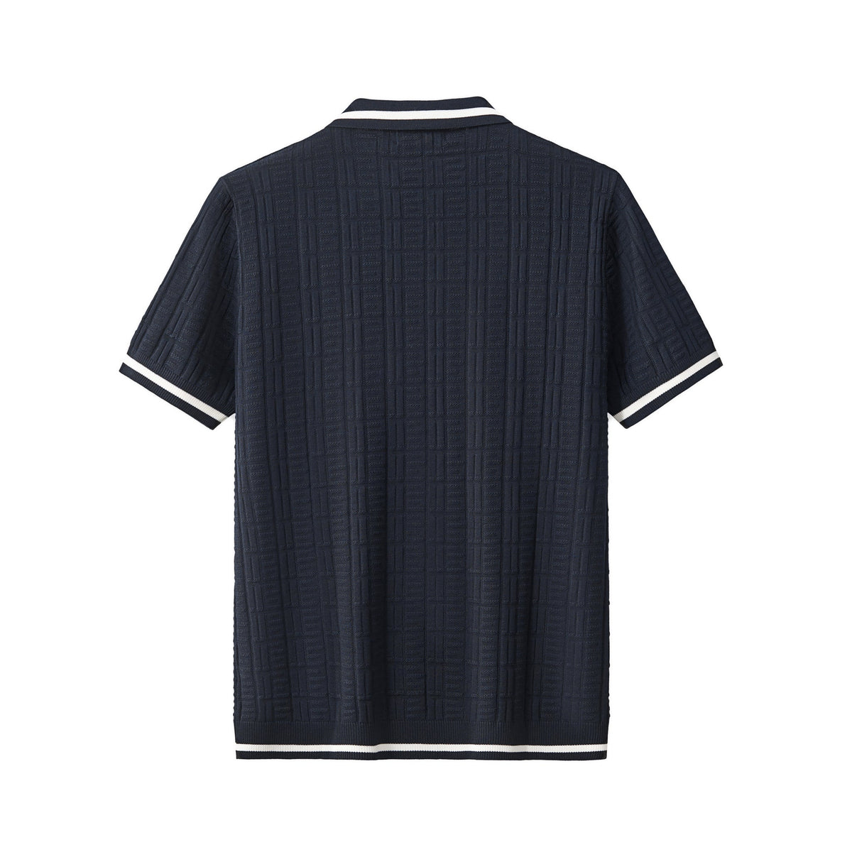 Barocco Textura Men's Knit Polo - Navy