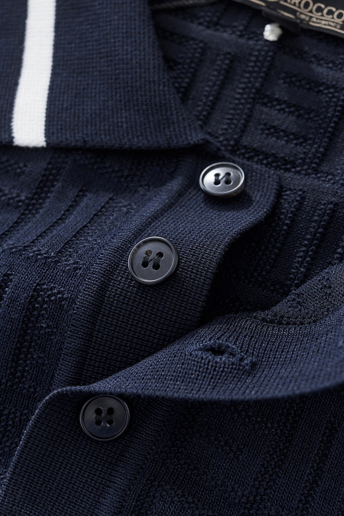 Barocco Textura Men's Knit Polo - Navy