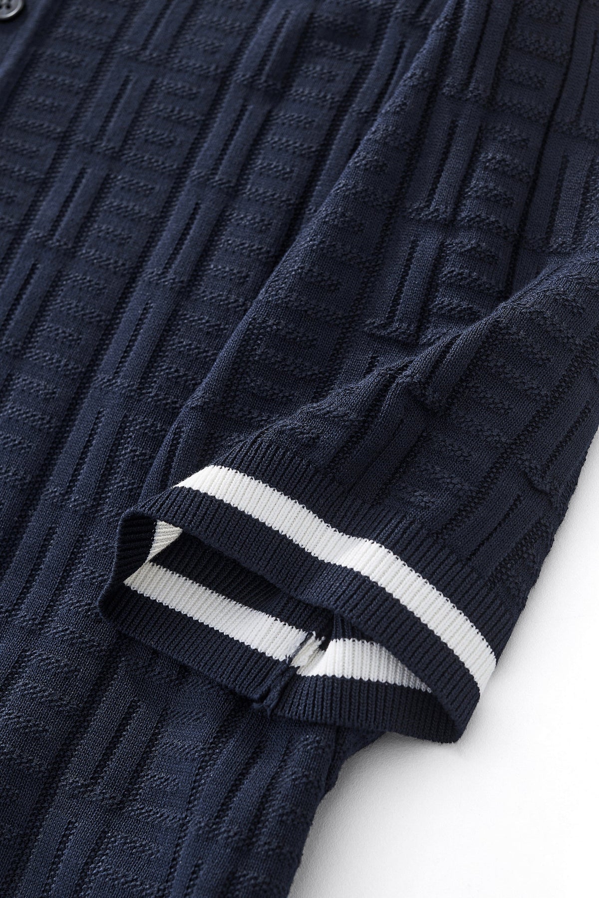 Barocco Textura Men's Knit Polo - Navy