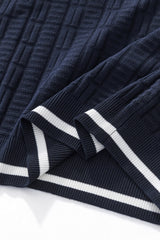 Barocco Textura Men's Knit Polo - Navy