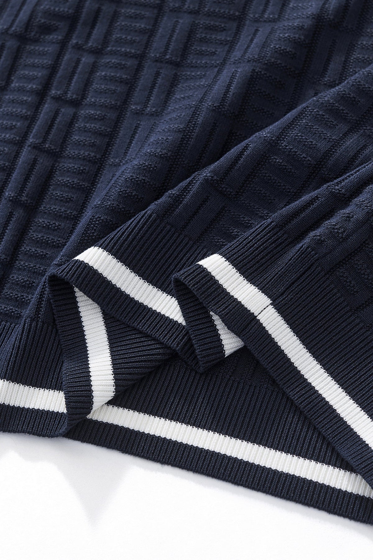 Barocco Textura Men's Knit Polo - Navy