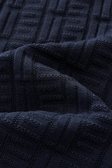 Barocco Textura Men's Knit Polo - Navy