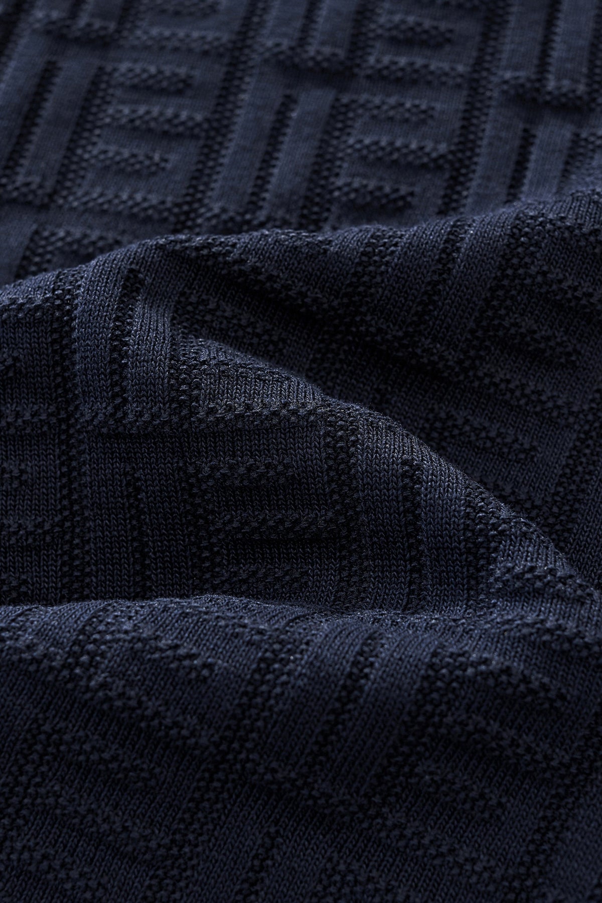Barocco Textura Men's Knit Polo - Navy