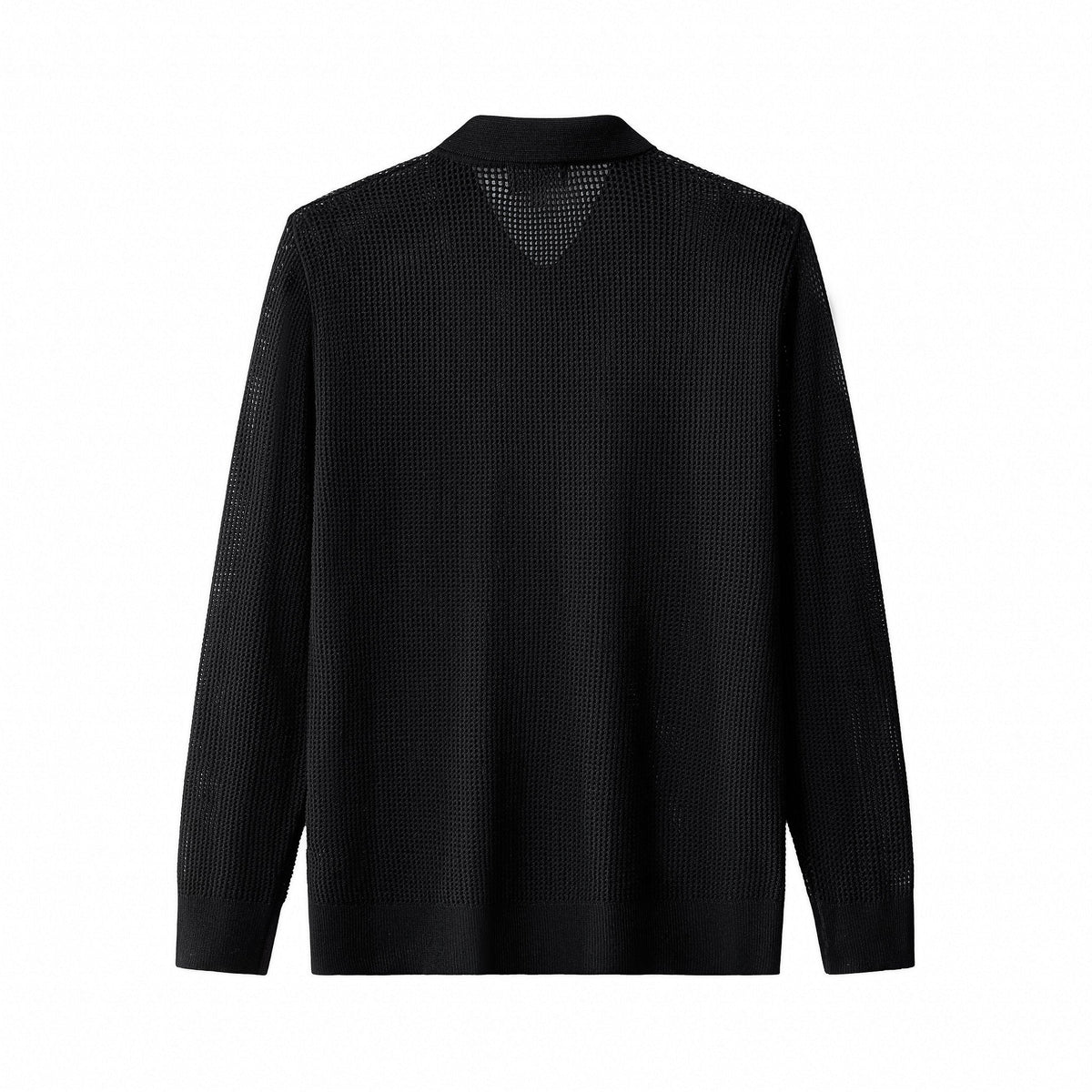 Barocco Ventura Mesh Knit Men's Long Sleeve Shirt - Black