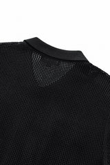 Barocco Ventura Mesh Knit Men's Long Sleeve Shirt - Black