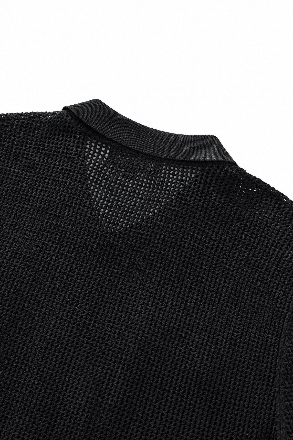 Barocco Ventura Mesh Knit Men's Long Sleeve Shirt - Black