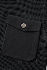 Barocco Ventura Mesh Knit Men's Long Sleeve Shirt - Black