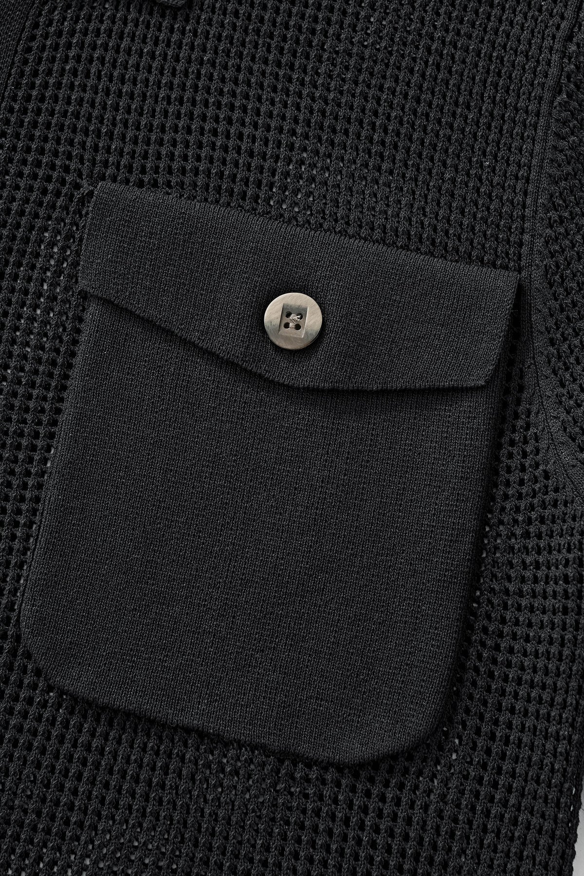 Barocco Ventura Mesh Knit Men's Long Sleeve Shirt - Black