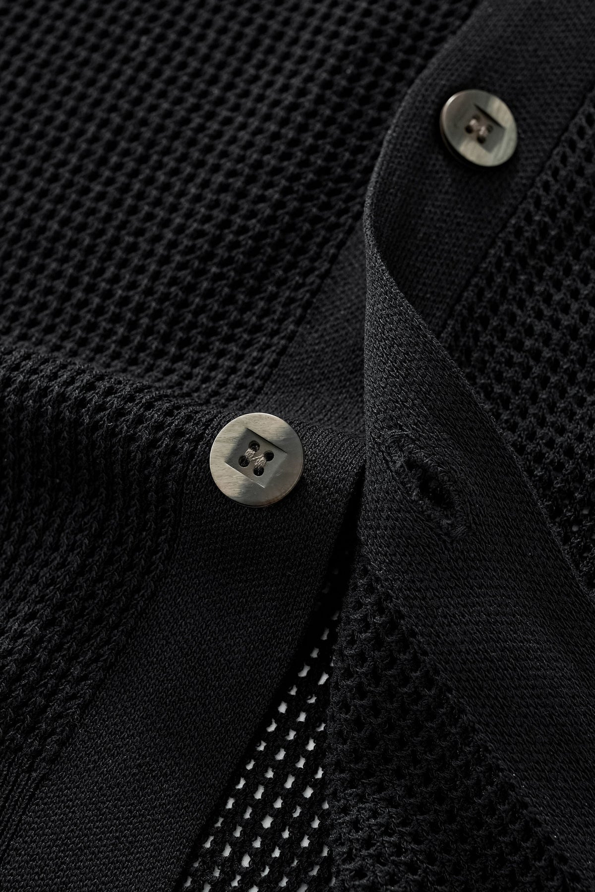 Barocco Ventura Mesh Knit Men's Long Sleeve Shirt - Black