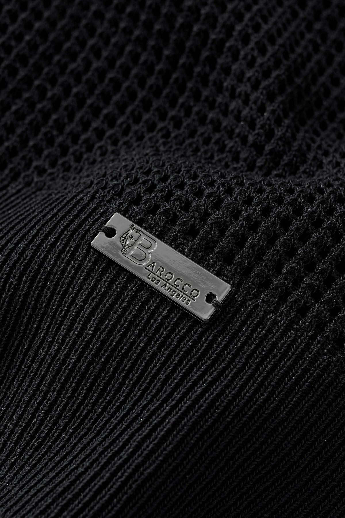 Barocco Ventura Mesh Knit Men's Long Sleeve Shirt - Black