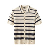 Barocco Regatta Mesh Stripe Knit Men's Short Sleeve Shirt - Ivory