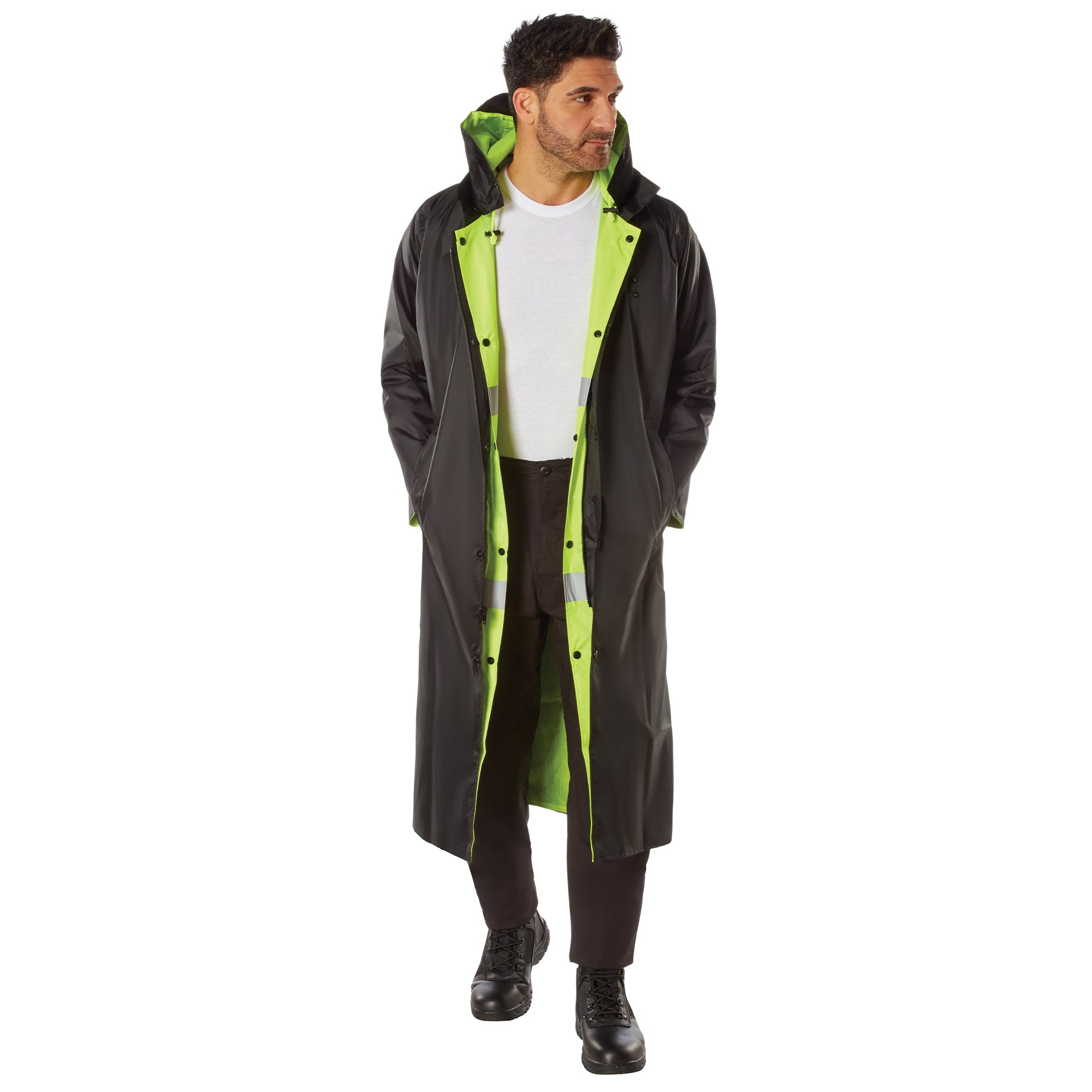 Reversible Reflective Rain Parka with Detachable Hood | 3905