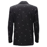 Elegant Black Blazer with Sparkling Embellishments BLACK/BLACK