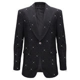 Elegant Black Blazer with Sparkling Embellishments BLACK/BLACK
