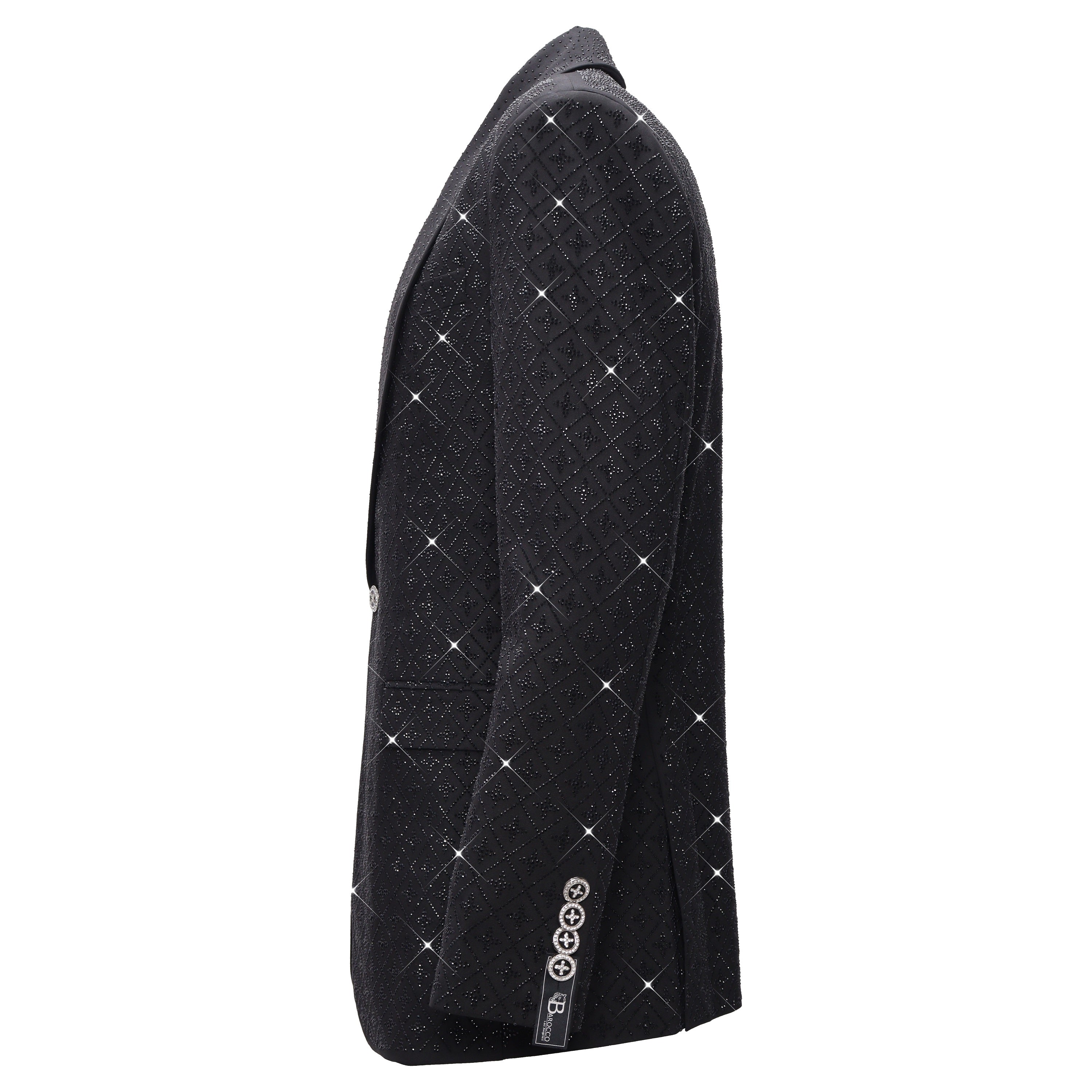 Elegant Black Blazer with Sparkling Embellishments BLACK/BLACK