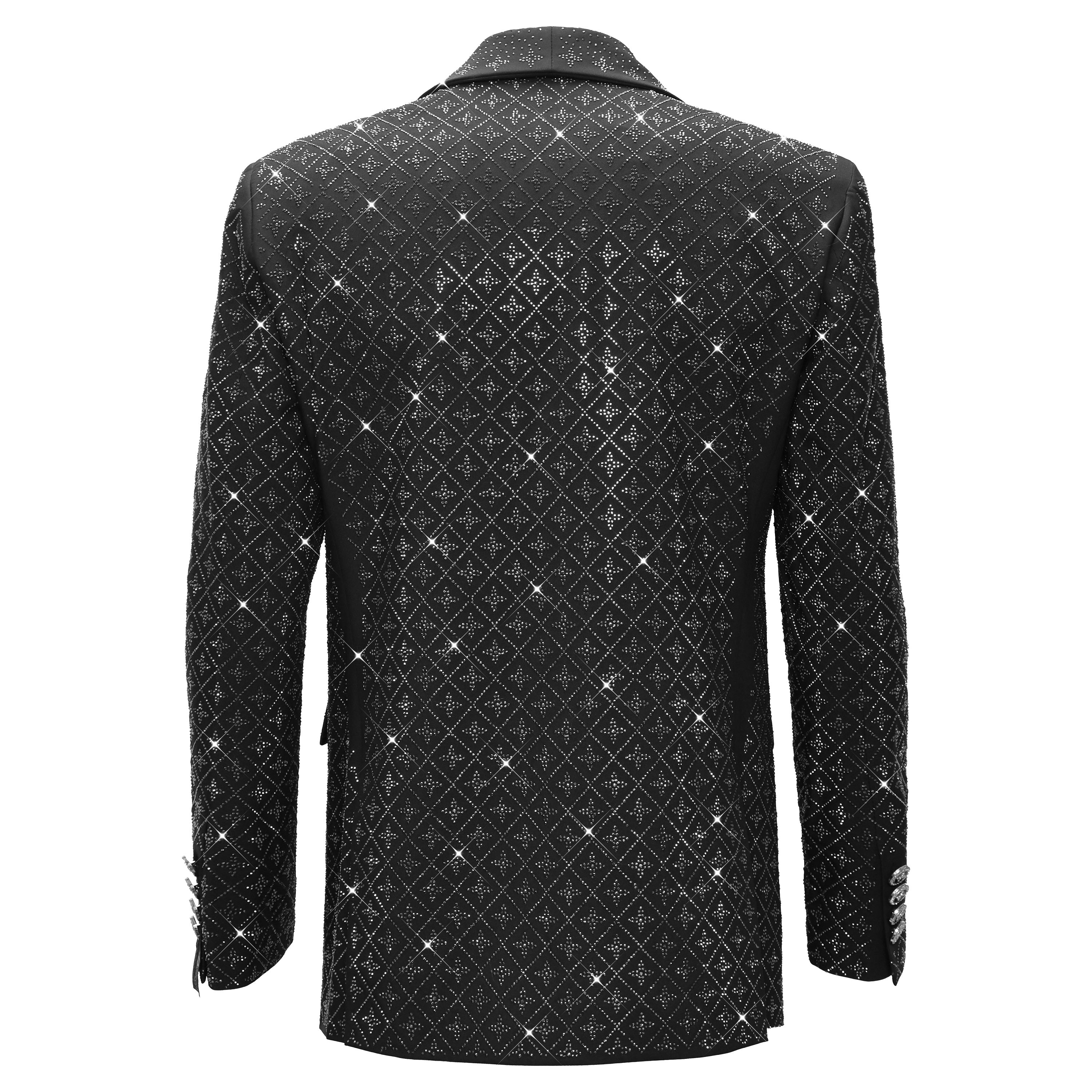 Elegant Blazer with Sparkling Embellishments BLACK/SILVER
