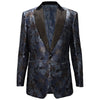 Midnight Bloom Jacquard Blazer - BLUE/GOLD