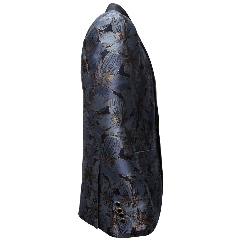 Midnight Bloom Jacquard Blazer - BLUE/GOLD