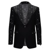 Luxurious Black Blazer with Elegant Rhinestone Emb BLACK